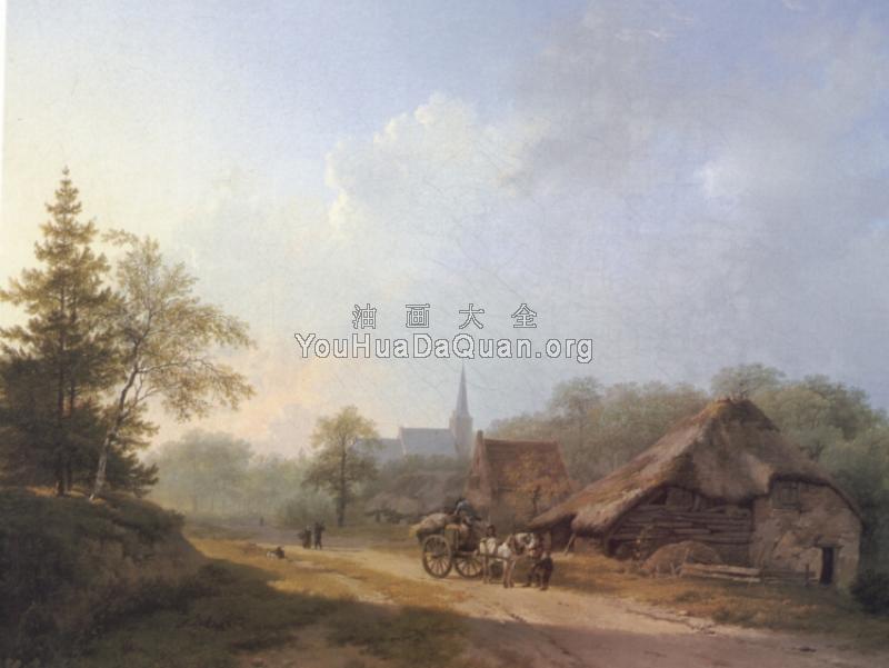 A Cart on a Country Road in Summertime - 巴伦德·科内利斯·库库克